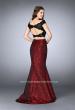 Picture of: Two Piece Prom Dress with Jacquard Flare Skirt in Red, Style: 24646, Detail Picture 1