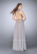 Picture of: Chiffon Gown with Beaded High Neck and Side Cut Outs in Silver, Style: 24649, Back Picture
