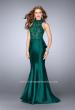 Picture of: High Neck Sheer Lace Dress with Ruffle Back Skirt in Green, Style: 24651, Main Picture