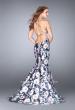 Picture of: Flower Print Mermaid Mikado Dress with Strappy Back in Print, Style: 24673, Back Picture