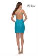 Picture of: Wrap Style Ruched Short Dress with High Slit in Bright Colors in Aqua, Style: 30984, Detail Picture 4