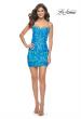 Picture of: Bright Neon Sequin Print Homecoming Dress in Aqua, Style: 31873, Detail Picture 6