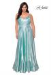 Picture of: Metallic Grecian Long Plus Size Prom Dress in Aqua, Style: 28989, Detail Picture 3