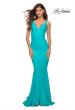 Picture of: Simple Jersey Gown with Flattering Ruching in Aqua, Main Picture