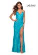 Picture of: Vibrant Wrap Style Sequin Dress with Slit in Aqua, Detail Picture 8