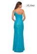 Picture of: Bright Simple One Shoulder Long Sequin Evening Gown in Aqua, Detail Picture 9