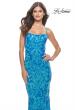 Picture of: Print Sequin Gown with Square Neckline in Aqua, Style: 31521, Detail Picture 9