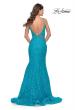 Picture of: Long Mermaid Lace Dress with Back Rhinestone Detail in Aqua, Style: 31512, Detail Picture 11