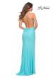 Picture of: Jersey Long Dress with Ruched Design on Front Waist in Aqua, Back Picture