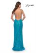 Picture of: High Neck Long Sequin Gown with Open Back in Aqua, Style: 30635, Back Picture