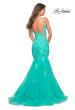 Picture of: Tulle and Lace Mermaid Gown in Aqua in Aqua, Back Picture