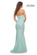 Picture of: Unique Long Sequin Strapless Gown with Sweetheart Top in Aqua, Back Picture