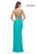 Picture of: One Shoulder Dress with Side Cut Out and Unique Back in Bright Colors in Aqua, Style: 31443, Back Picture
