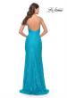 Picture of: Gorgeous Neon Lace Stretch Gown in Aqua, Style: 31513, Back Picture