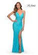Picture of: Floor Length Lace Prom Dress with Sheer Bodice in Aqua, Style: 28591, Detail Picture 1