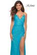 Picture of: Vibrant Wrap Style Sequin Dress with Slit in Aqua, Detail Picture 1