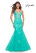 Picture of: Tulle and Lace Mermaid Gown in Aqua in Aqua, Detail Picture 1