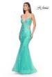 Picture of: Lace and Tulle Mermaid Gown with Side Cut Outs in Aqua, Style: 31133, Detail Picture 1