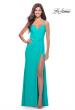 Picture of: Long Jersey Versatile Dress with Ruched Zipper in Aqua, Style: 31331, Detail Picture 1