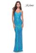 Picture of: Gorgeous Print Sequin Dress with Lace Up Back in Aqua, Style: 31390, Detail Picture 1