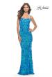 Picture of: Print Sequin Gown with Square Neckline in Aqua, Style: 31521, Detail Picture 1