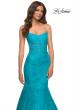 Picture of: Bright Mermaid Lace Gown with Sheer Bodice and Open Back in Blue, Style: 30612, Detail Picture 2