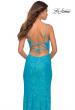 Picture of: Open Back Warp Style Sequin Dress in Bright Colors in Aqua, Detail Picture 2