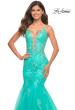 Picture of: Tulle and Lace Mermaid Gown in Aqua in Aqua, Detail Picture 2