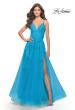 Picture of: Tulle Prom Dress with Lace Detail in Aqua, Style: 31503, Detail Picture 2