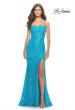 Picture of: Beaded Lace Dress with Illusion Bodice and Square Neckline in Aqua, Style: 31526, Detail Picture 2