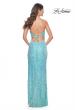 Picture of: Sequin and Beaded Lace Gown with High Slit and Illusion Bodice in Aqua, Style: 32211, Detail Picture 2