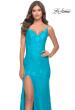 Picture of: Gorgeous Neon Lace Stretch Gown in Aqua, Style: 31513, Detail Picture 3