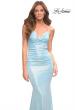 Picture of: Metallic Jersey Long Dress with Draped Neckline and Train in Blue, Style: 30633, Detail Picture 4