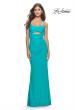 Picture of: Cut Out Soft Jersey Dress with Lace Up Back in Aqua, Style: 31264, Detail Picture 4