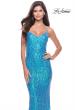 Picture of: Gorgeous Print Sequin Dress with Lace Up Back in Aqua, Style: 31390, Detail Picture 4