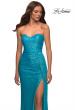 Picture of: Strapless Sequin Gown with Draped Slit in Aqua, Detail Picture 5