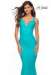 Picture of: Simple Jersey Gown with Flattering Ruching in Aqua, Detail Picture 5