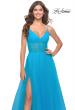 Picture of: Tulle A-line Prom Dress with Corset Sheer Bodice in Aqua, Style: 31502, Detail Picture 5