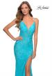 Picture of: Floor Length Lace Prom Dress with Sheer Bodice in Aqua, Style: 28591, Detail Picture 6
