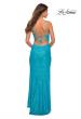 Picture of: Open Back Warp Style Sequin Dress in Bright Colors in Aqua, Detail Picture 6