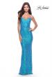 Picture of: Gorgeous Print Sequin Dress with Lace Up Back in Aqua, Style: 31390, Detail Picture 7