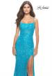 Picture of: Beaded Lace Dress with Illusion Bodice and Square Neckline in Aqua, Style: 31526, Detail Picture 7
