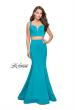 Picture of: Two Piece Jersey Prom Dress with Strappy Back in Aquamarine, Style: 25553, Back Picture