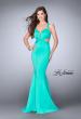 Picture of: Neoprene Dress with Side Cut Outs and Mermaid Skirt in Aquamarine, Style: 24711, Detail Picture 1