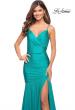 Picture of: Dramatic Jersey Rhinestone Gown with Train in Aquamarine, Style: 30768, Detail Picture 4