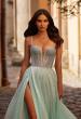 Picture of: Prom Gown with Rhinestone Tulle and Illusion Corset Bodice in Artic Blue, Style 32725, Detail Picture 2