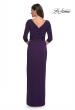 Picture of: Simple Chic Jersey Dress with Ruched Waist and V Neckline in Aubergine, Style: 31014, Back Picture