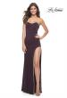 Picture of: Fitted Strapless Prom Dress with Rhinestone Embellished Neckline and Slit in Aubergine, Style: 31977, Detail Picture 8