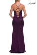 Picture of: Satin Fitted Gown with Strappy Open Back in Aubergine, Style: 33611, Detail Picture 13