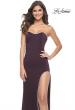 Picture of: Fitted Strapless Prom Dress with Rhinestone Embellished Neckline and Slit in Aubergine, Style: 31977, Detail Picture 3